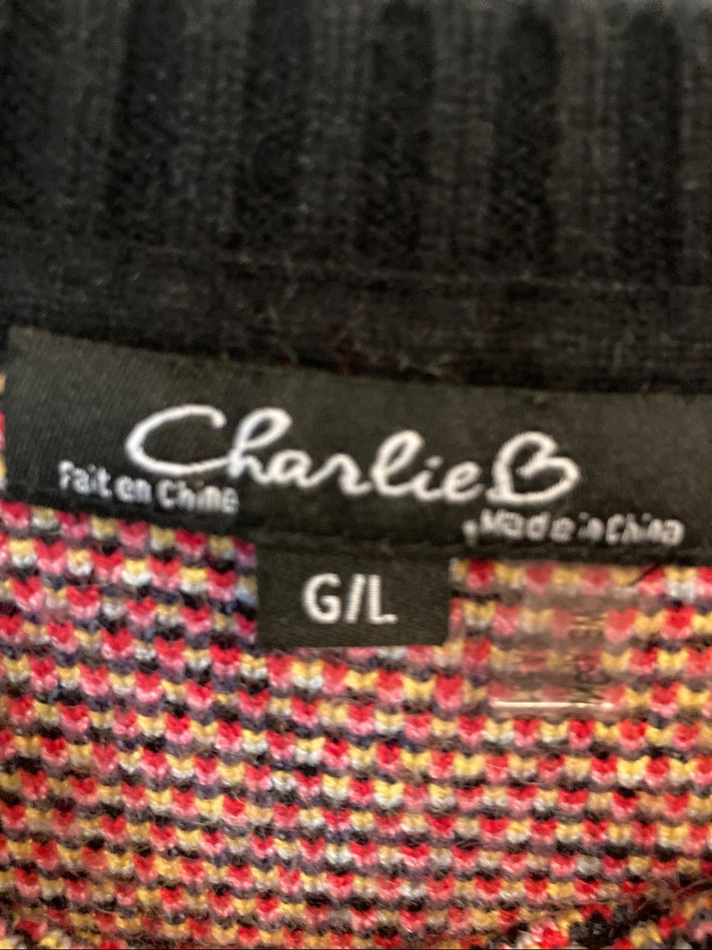 CHARLIE B Sweater with crochet sleeves: Red, Pink, Yellow & Blue Heart Motif - Picture 2 of 8
